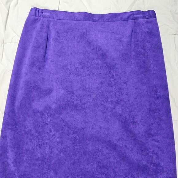 Jacobson's Purple Deadstock VTG Faux Suede USA Made Midi Skirt Women's Size 14 - Picture 4 of 10